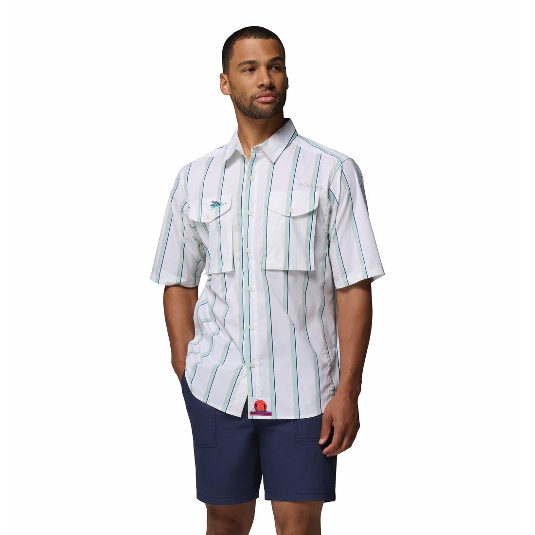 חולצה מכופתרת קצרה לגברים Bonefish Flats Printed S/S